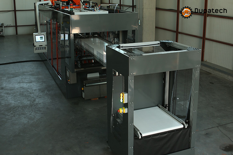 Dupatech thermoforming ancillary equipment | fully automatic elevator and extended conveyor